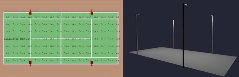 4 Pole Tennis Court Layout