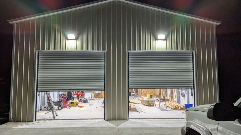 60 Watt Led Wall Packs Lighting Up The Outside Of A Workshop