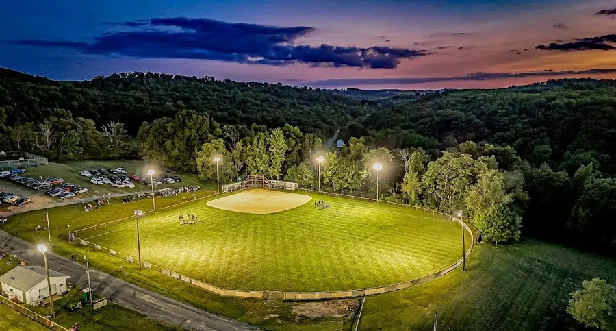 Softball Field Lit up with LED Lights