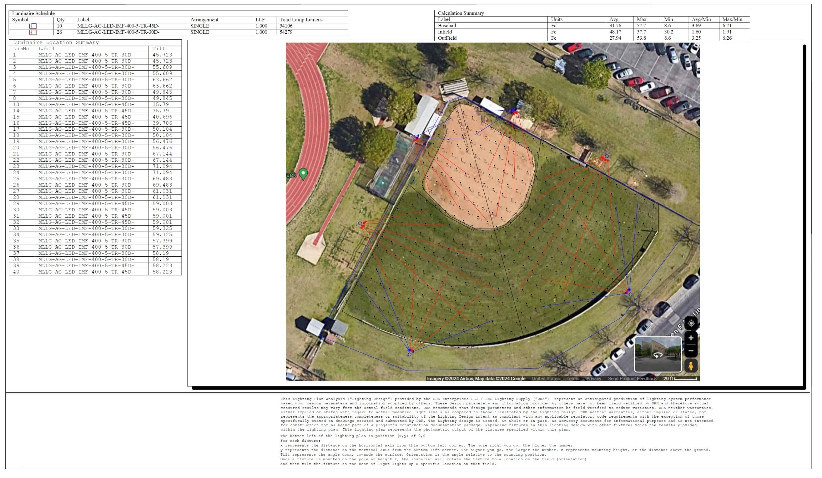 Baseball Field Lighting Plan