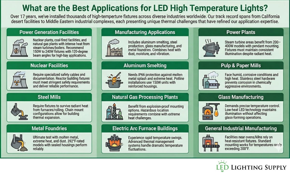 LED Lighting Supply List of Applications for High Temperature Lighting