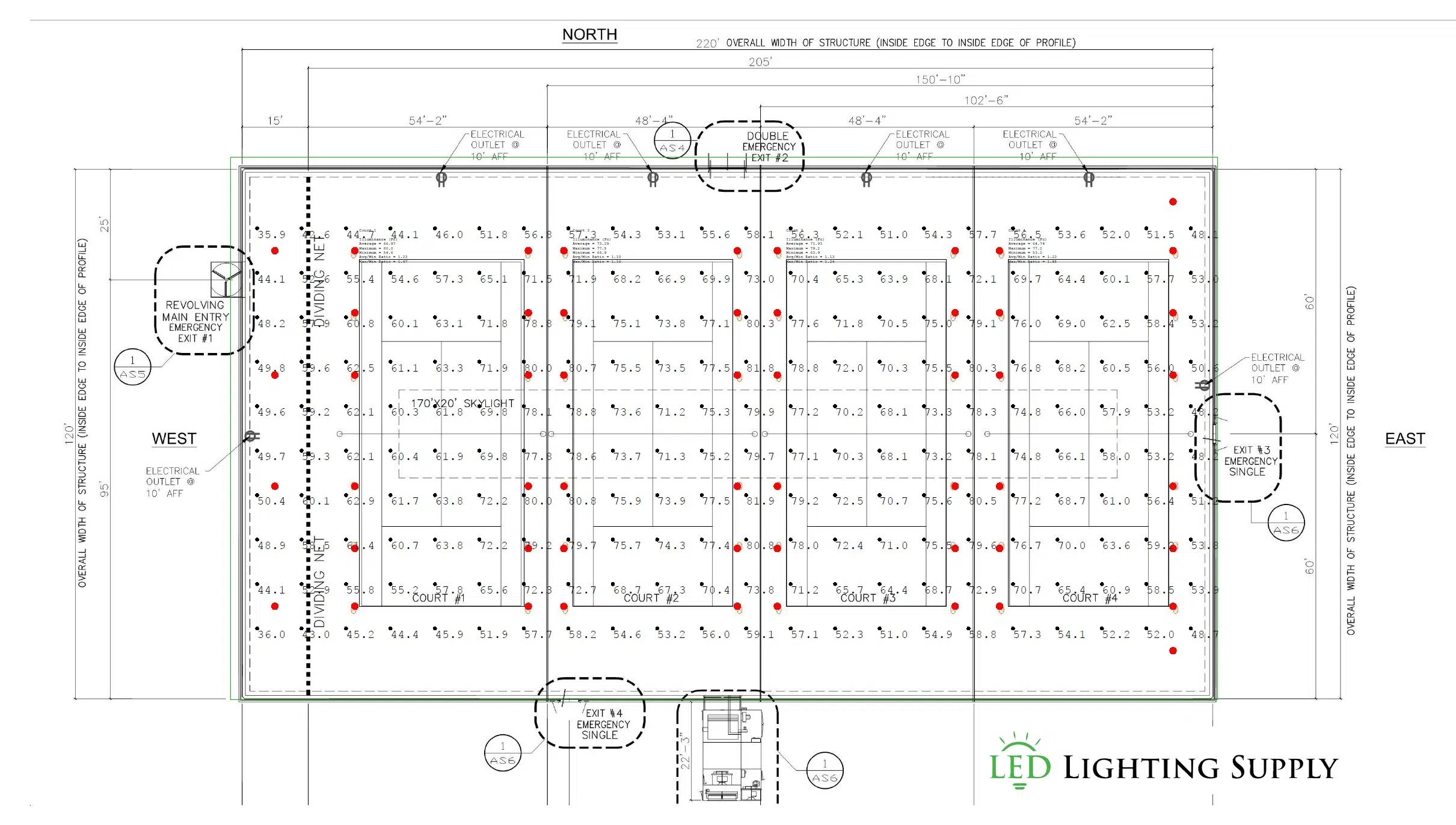Pickleball Court Lighting Layout Example