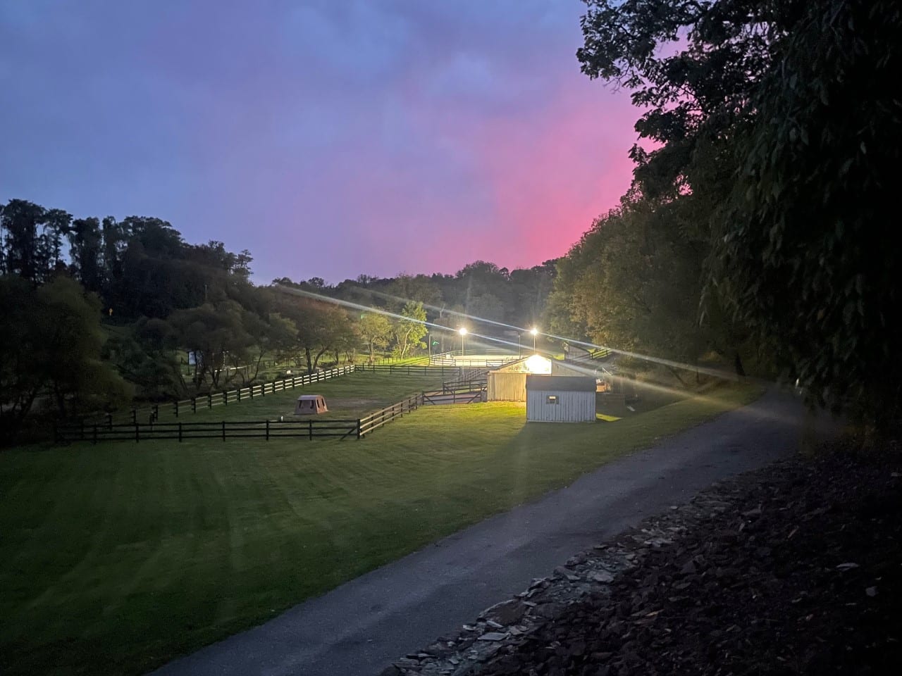 Riding Arena Lit up with LED Lighting
